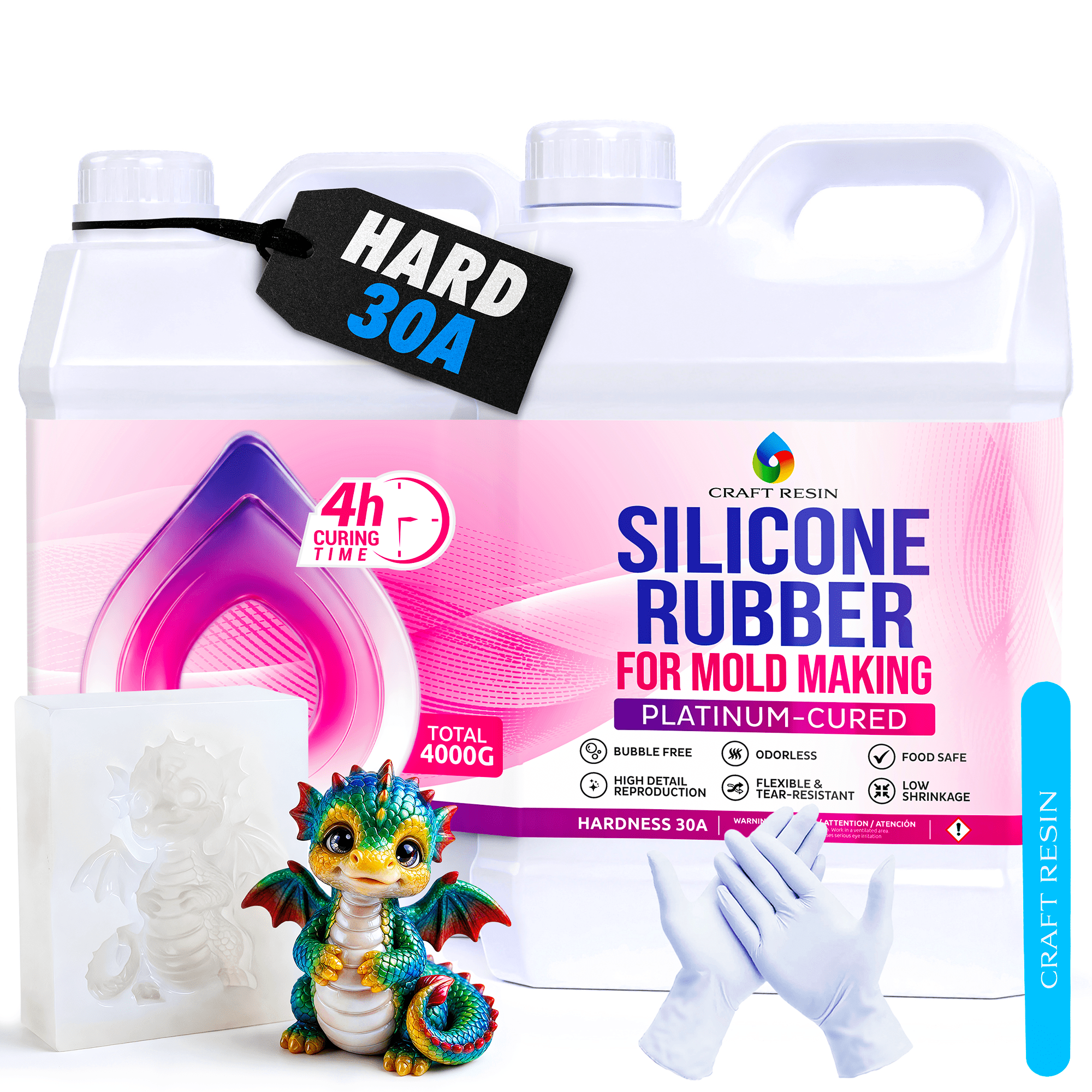 CRAFT RESIN Silicone for Mold Making 30A 4kg | Durable RTV Silicone