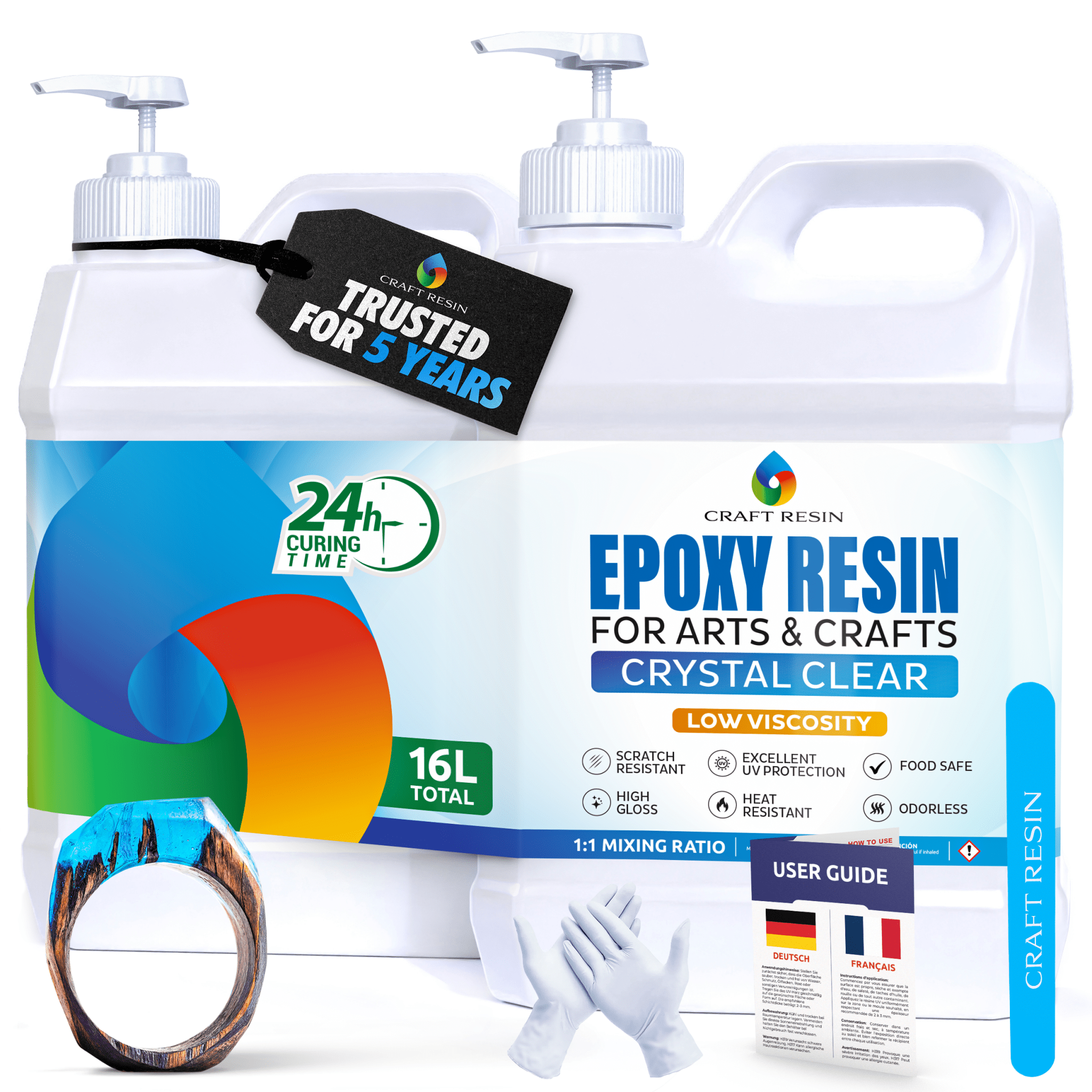 CRAFT RESIN Arts & Crafts resin 16L | Crystal Clear, Mix (1:1)