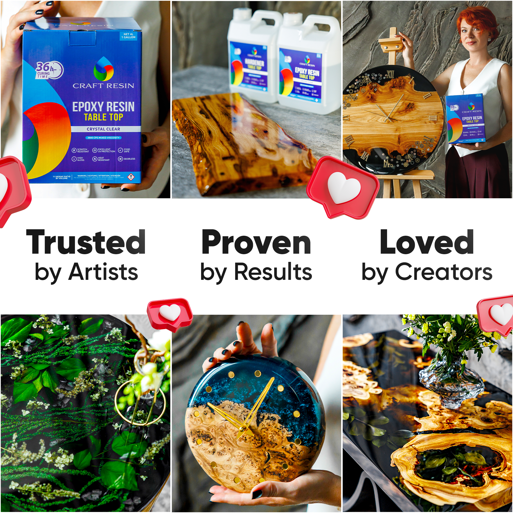 Table Top Epoxy Resin Kit 4 L (1:1) | Ultra-Clear, Self-Leveling, UV Resistant