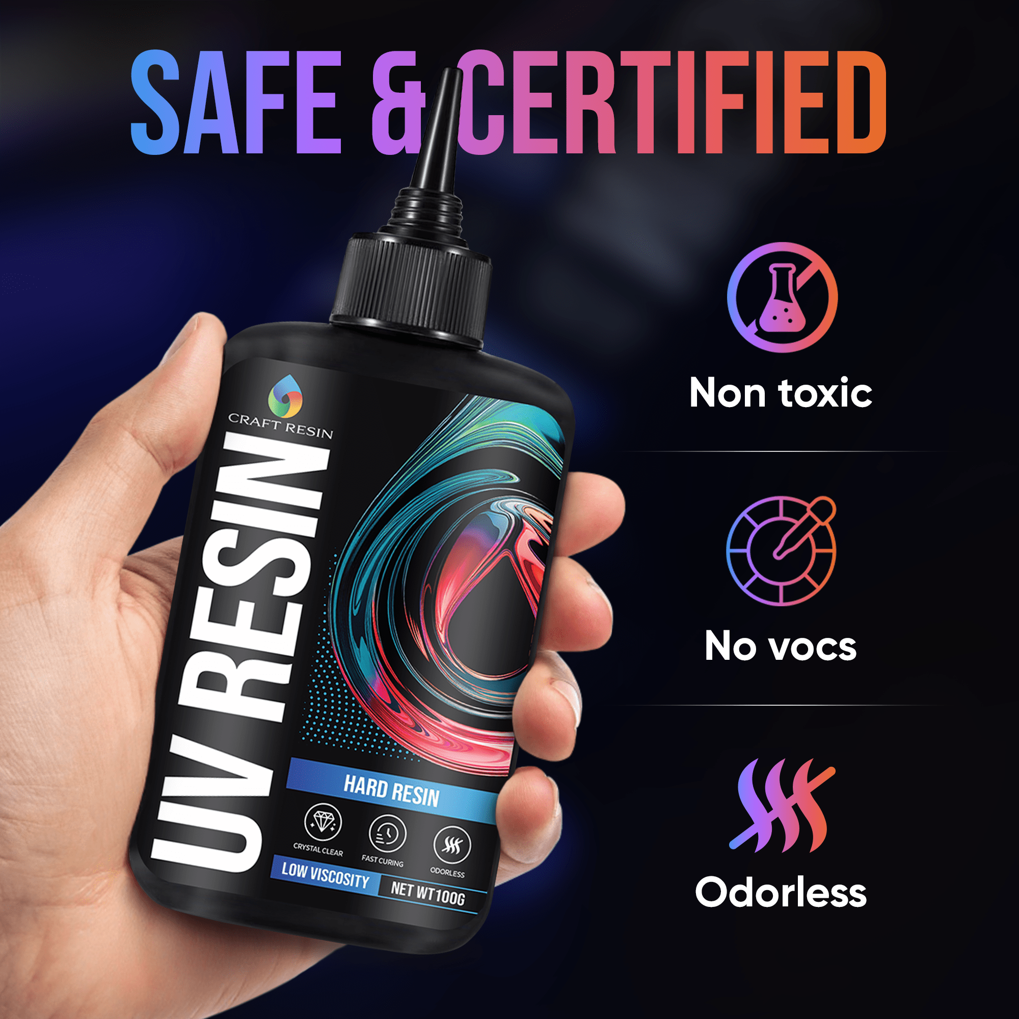 Craft Resin UV Resin 500g safe low odor formula for indoor resin art and jewellery projects