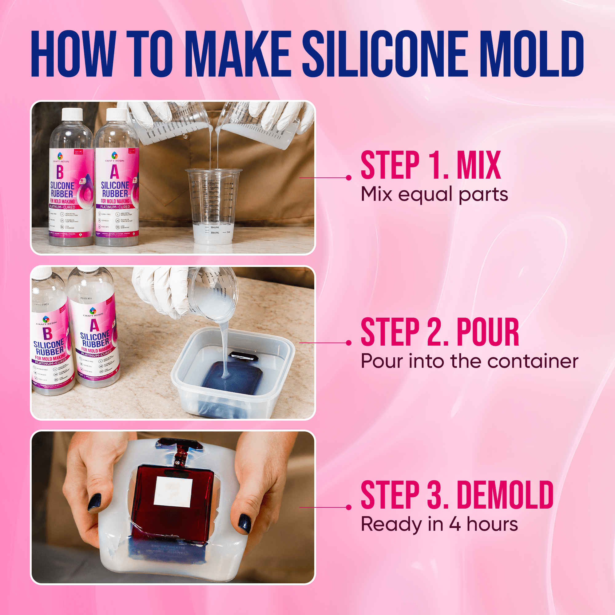 CRAFT RESIN Silicone for Mold Making 30A 4kg | Durable RTV Silicone