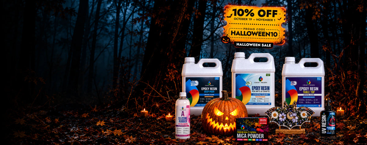 Craft Resin Halloween Sale – 10% off with code HALLOWEEN10, 19 October to 1 November (desktop banner)